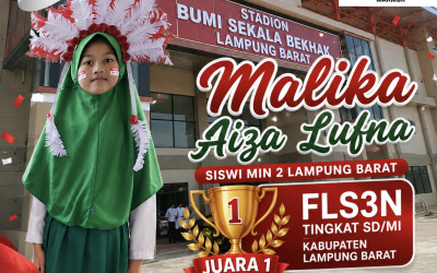 Malika Aiza Lufna siswi MIN 2 Lampung Barat , Juara 1 FLS3N Tingkat SD/MI Kab Lampung Barat, Tampil memeriahkan  HUT RI Ke-81 di Stadion Sekala Bekhak Kab. Lampung Barat